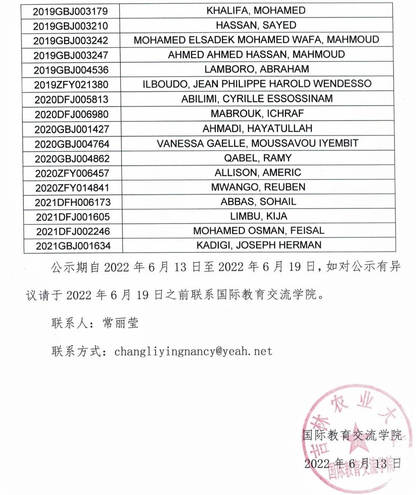 图片[4]-吉林农业大学2022年中国政府奖学金年度评审结果公示 - China Scholarship - Study in China-China Scholarship - Study in China